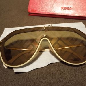 Fendi Brand. Sunglasses. One size. Light cream color.